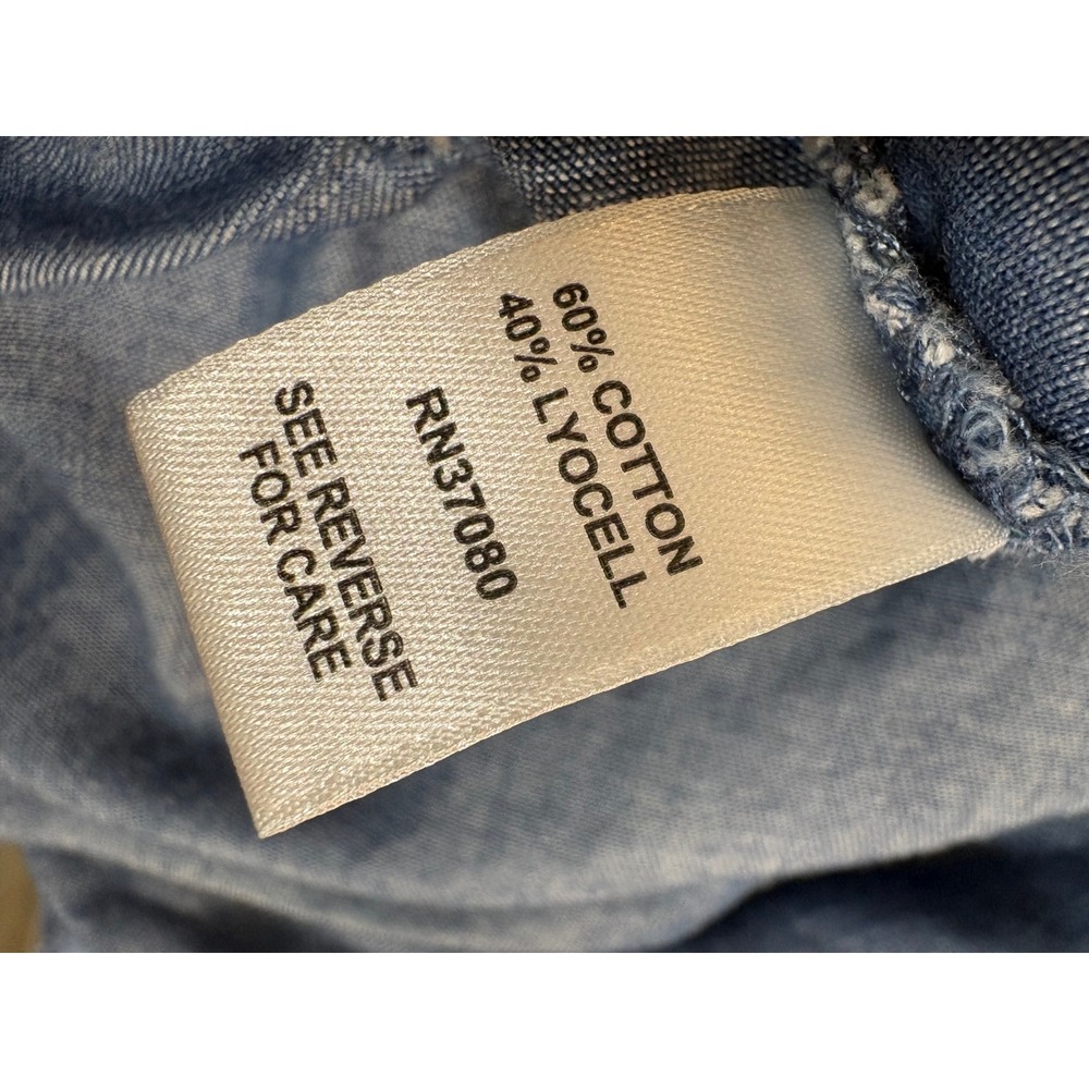 Est. 1946 Womens Blue Denim Tiered Shirt Dress Long Sleeve Midi Chambray Large - Picture 4 of 4